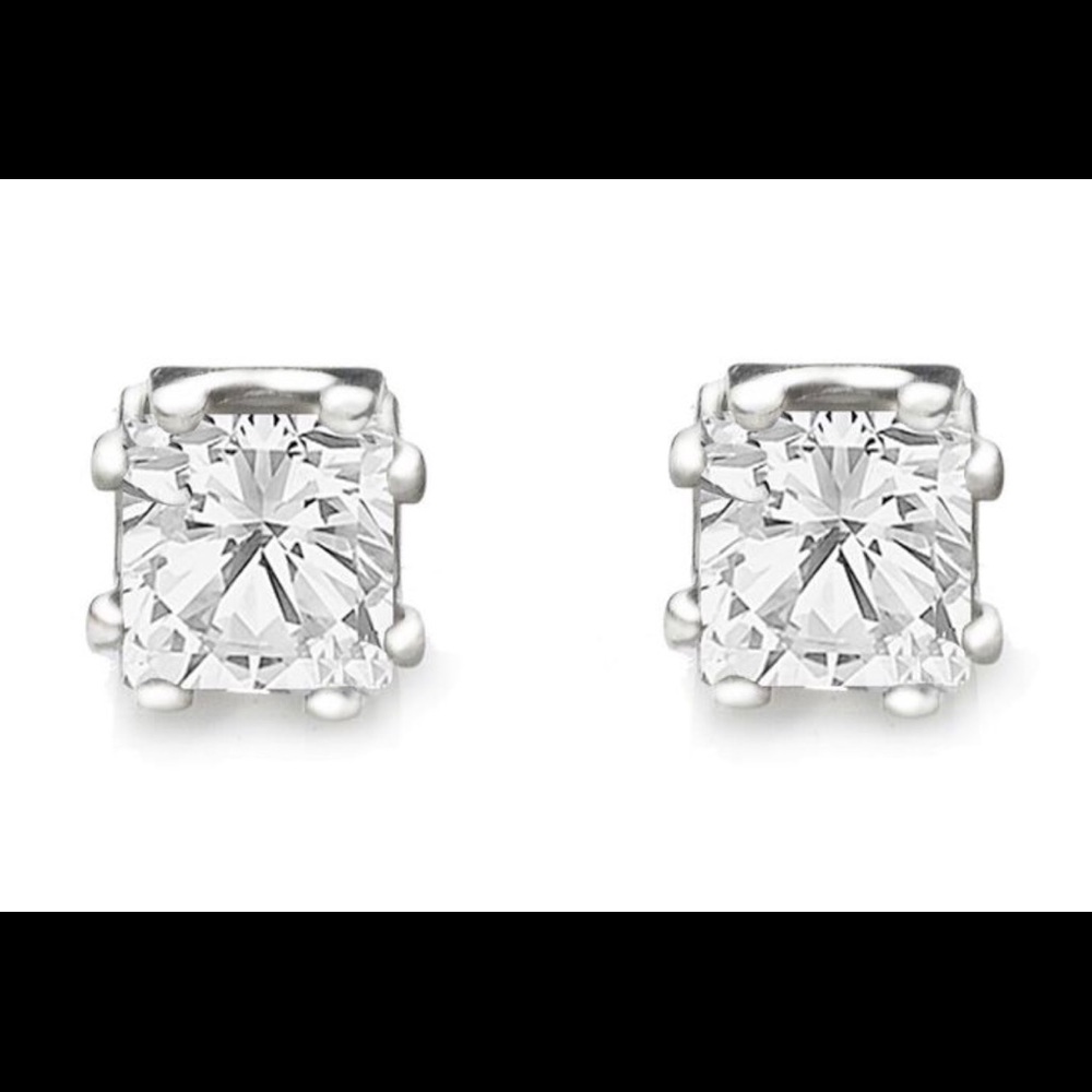 1 CARAT T.W. PRINCESS CUT CZ STUD EARRINGS
